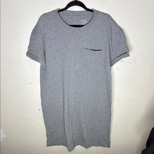 Time & Tru Cotton Crew Neck Roll Short Sleeve Gray T-Shirt Dress Size L NEW!